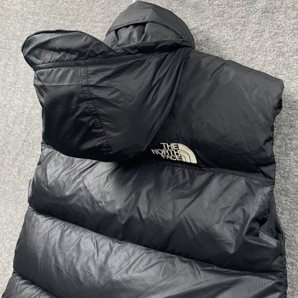The North Face 700 Goose Down Puffer Vest Black Hideaway Hood Women's Medium - Picture 8 of 16